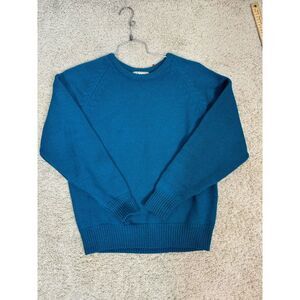 Vintage L.L. Bean Aqua Blue Heavy Wool Crew Pullover Sweater Size M Grannycore